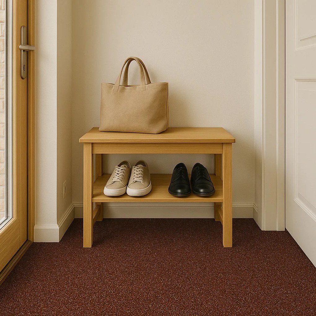 Vebe, Metrážny koberec Santana čokoládová s podkladom resine, záťažový, na mieru, šíře 4m, hnedá, resine, chodba / predsieň