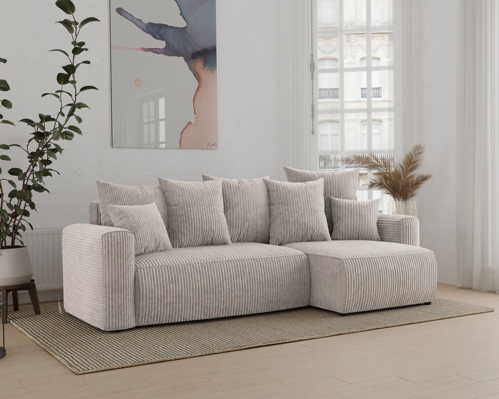 Rohová sedačka Denia (P) (mliečna). Akcia -20%. Vlastná spoľahlivá doprava až k Vám domov. 1133128