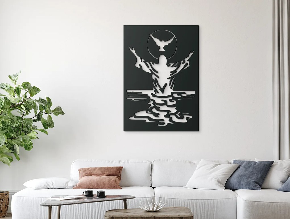 drevko Drevený obraz Ježiš a holubica Rozmer obrazu: 65 x 46 cm, Farba dekorácie: Čierna