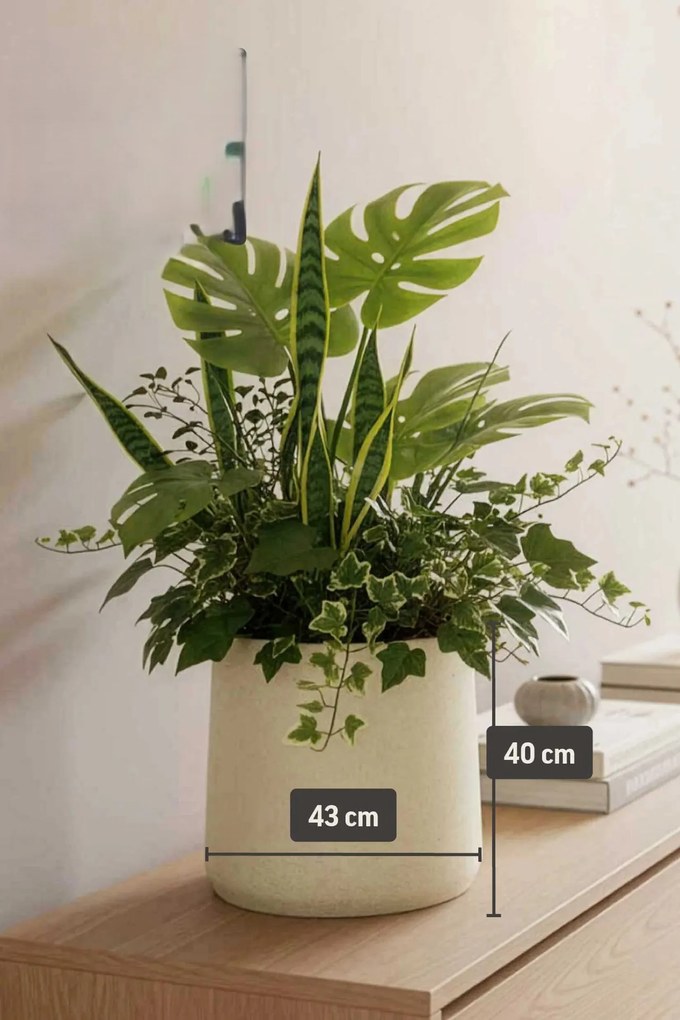 Dizajnový kvetináč VEKRA, sklolaminát, 40x40 cm, krémový