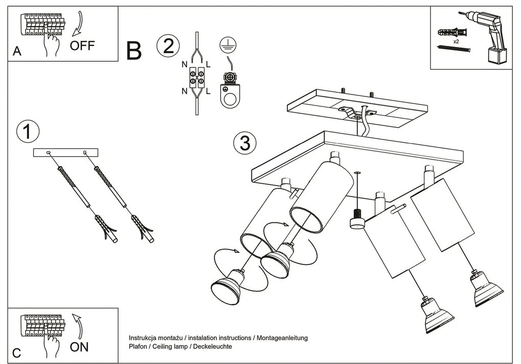 Stropné svietidlo RING 4 chróm