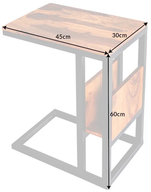 Dizajnový stôl na notebook s úložným priestorom Maliha 45 cm Sheesham