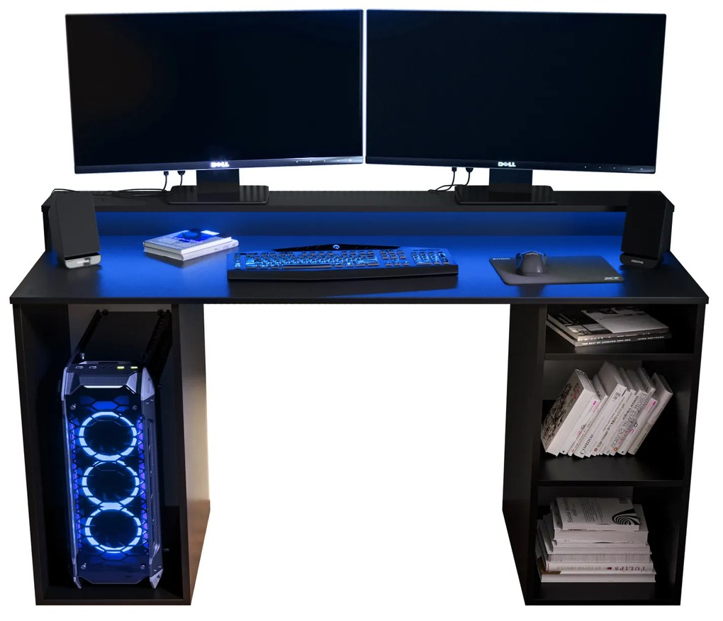 Herný PC stolík Garrick 1 (čierny) (s LED RGB osvetlením). Vlastná spoľahlivá doprava až k Vám domov. 1064134