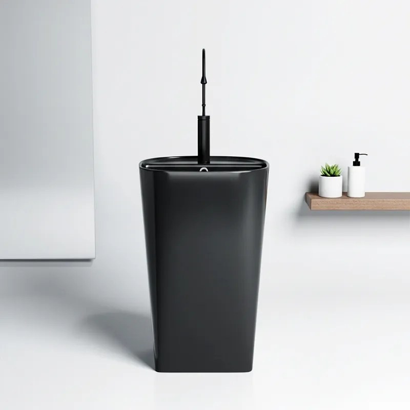 BPS-koupelny Voľne stojace keramické umývadlo HYD-CO-MTB-490 49x38 cm, čierna mat