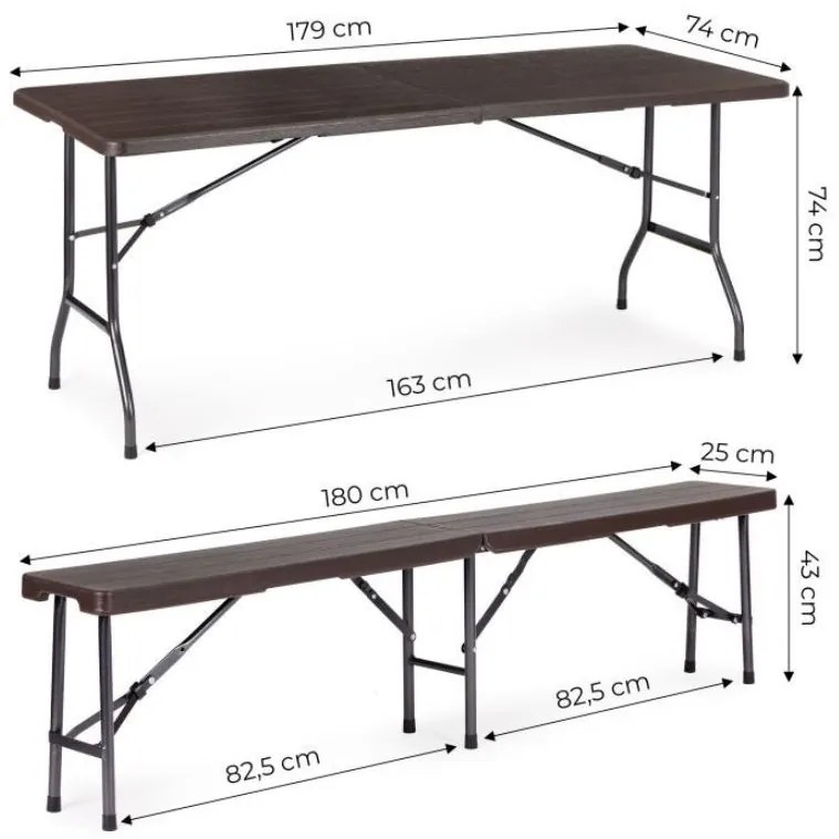 Bestent Cateringová súprava stôl + 2 lavičky 180cm Wooden Brown