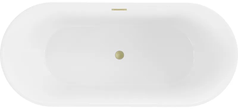 Mexen Flavia, voľne stojaca vaňa 160 x 75 cm, biela, zlatý matný prepad, 54031608000-55