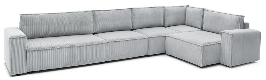 Svetlosivá menčestrová rohová pohovka (pravý roh) Nihad modular – Bobochic Paris