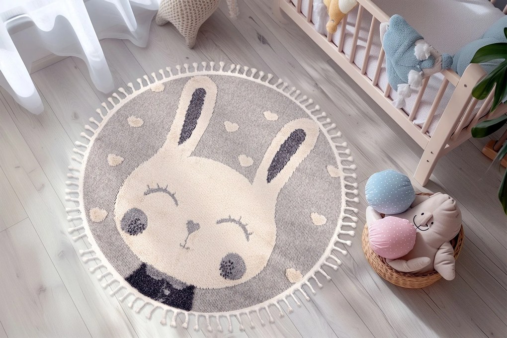 Obsession, Detský kusový koberec My Fano 395 Rahe kruh, 133x133 (priemer) kruh, šedá, detská izba