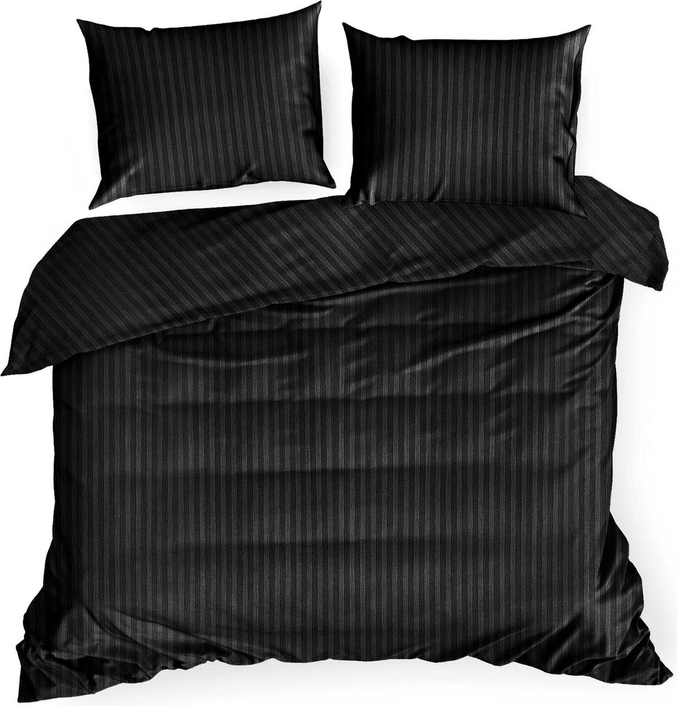 SATÉNOVÉ OBLIEČKY VERA 200X220 CM, 2 KS 70X80 CM ČIERNE