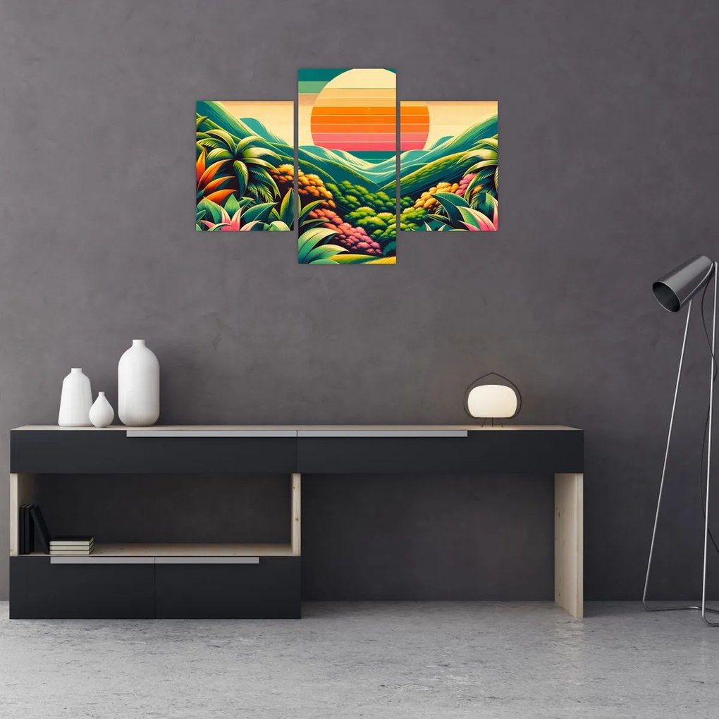 Obraz - Pestrofarebný západ slnka (90x60 cm)