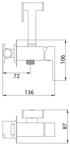 Aqualine - Bidetová batéria so sprškou na podomietkovú inštaláciu lesklý chróm