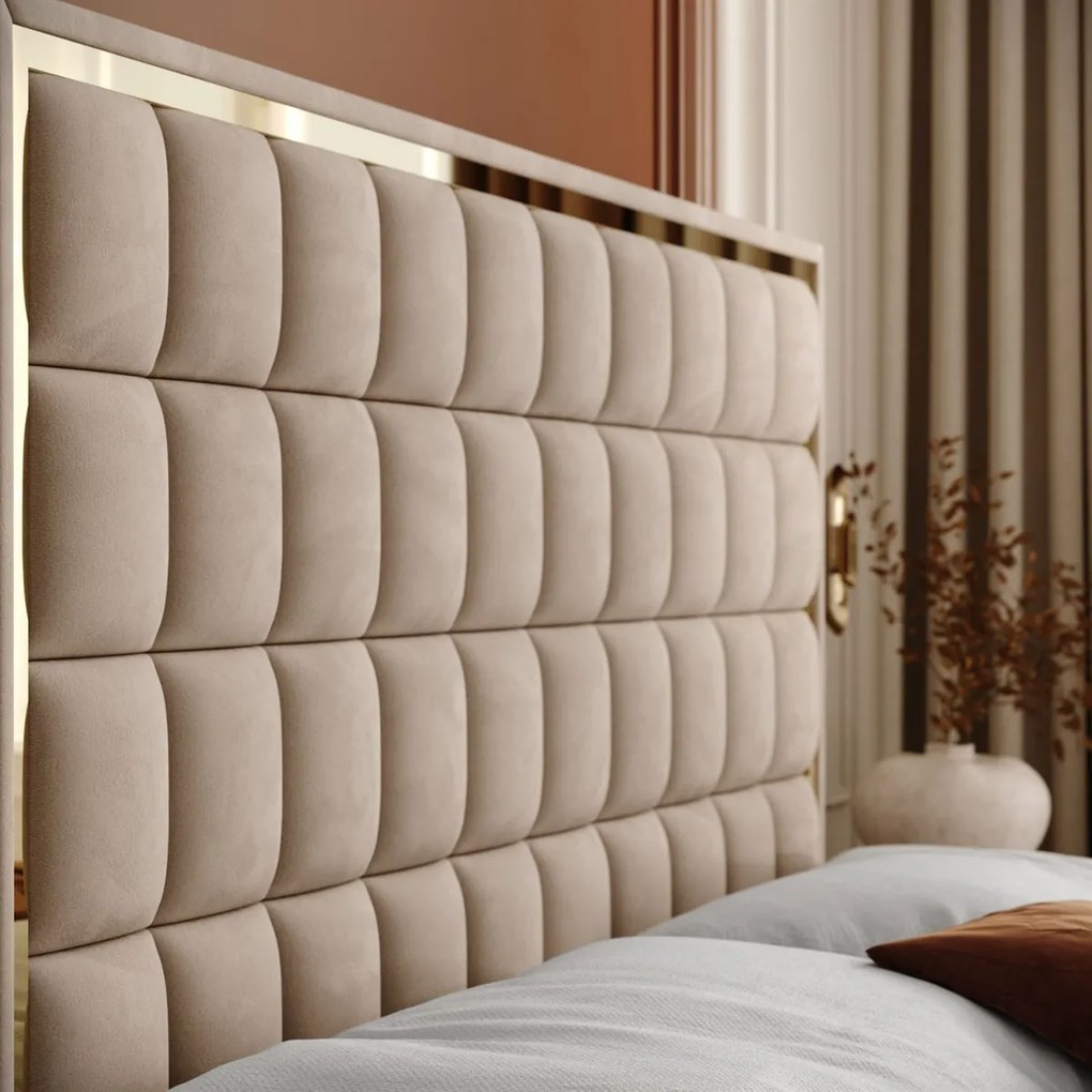 VYSOKÁ ČALÚNENÁ POSTEĽ NOEMI GOLD 180X200 ROYAL VELVET 170