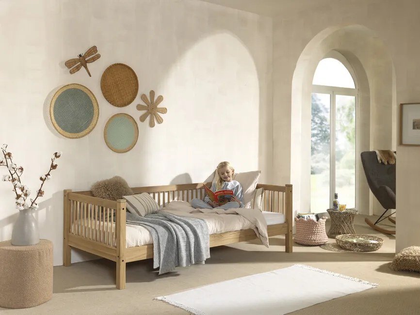 Detská jednolôžková posteľ z dubového dreva Forrest 90x200cm 68cm