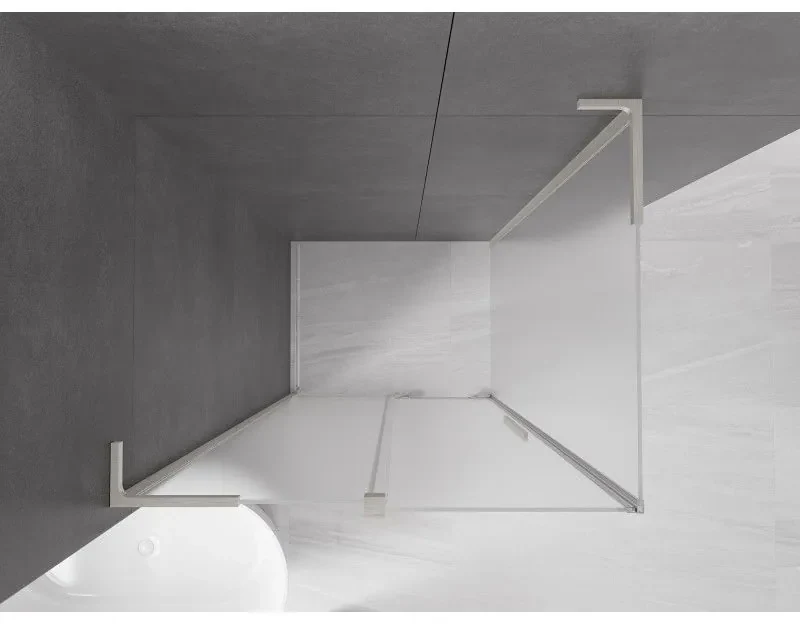 Mexen Velar L, sprchový kút s posuvnými dverami 110 x 120 cm, 8mm sklo námraza, brúsená oceľ, 871-110-120-33-97