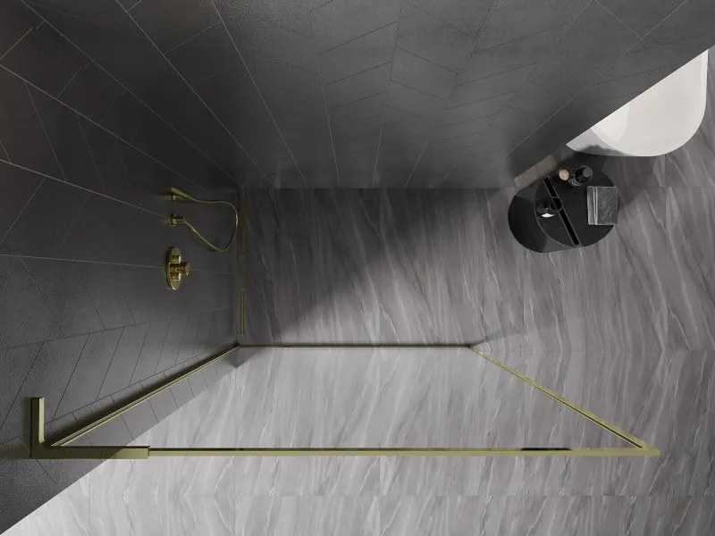 Mexen, Mexen Kioto-F L sprchová stena s rámom 100 x 202 cm, priehľadná 8 mm, zlatá - 800-100-174-50-00