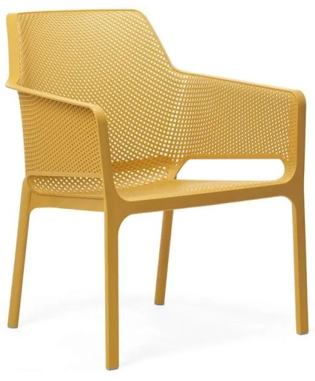 NET RELAX záhradná stolička s podrúčkami senape