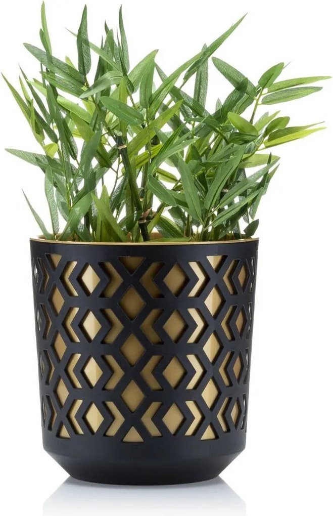 Sada 2 ks květináčů Etnic černá/zlatá