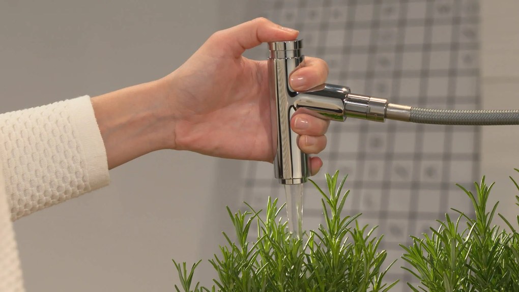Hansgrohe Metris New, páková kuchynská batéria 320 s vyťahovacou spŕškou, chrómová, HAN-14820000