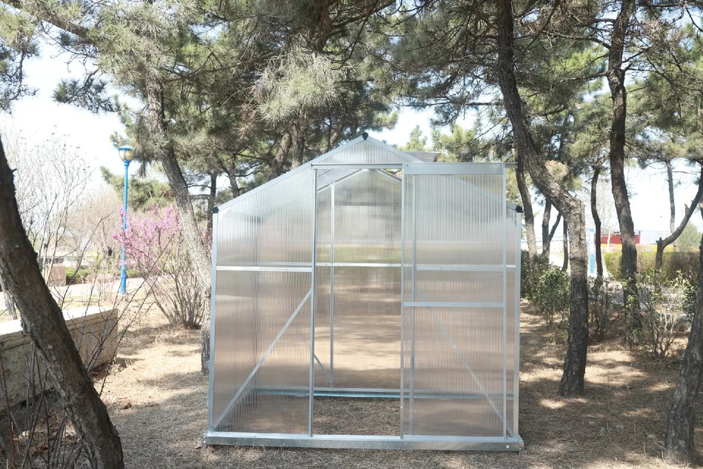 Skleník so základňou BestBerg BBGH‑406S / 2,5 m² / 130 × 190 × 194 cm / strieborná