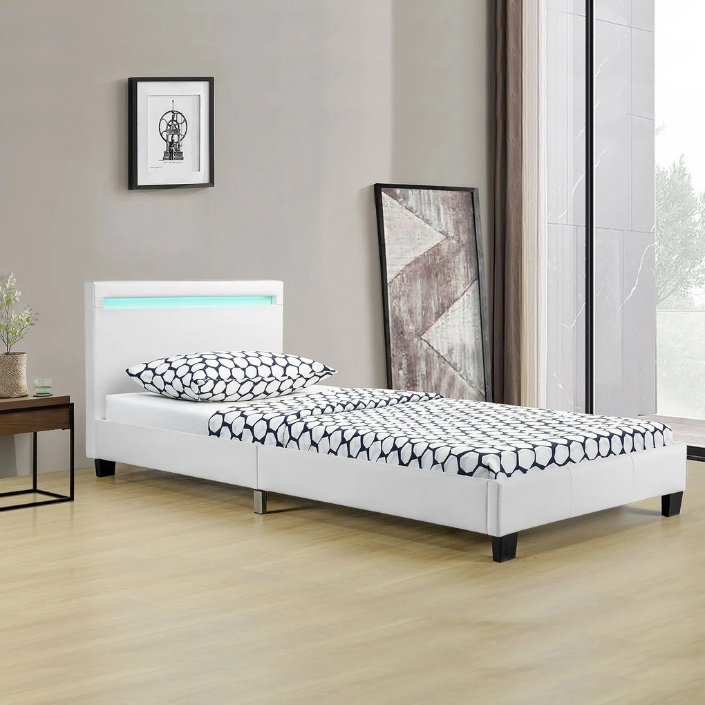 InternetovaZahrada - Čalúnená posteľ Verona 90 x 200 cm - biela