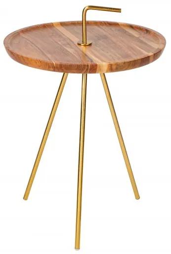 Simply Clever odkladací stolík zlatá/natur Ø41 cm