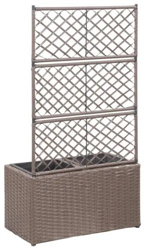 vidaXL Kvetináč s mriežkou, 2 nádoby 58x30x107 cm, polyratan, hnedý-