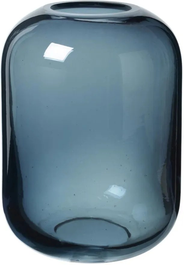 Modrá sklenená váza Blomus Bright, výška 21,5 cm