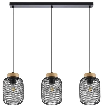 Brilagi - Závesné svietidlo na lanku BASKLITE 3xE27/15W/230V drevo/čierna