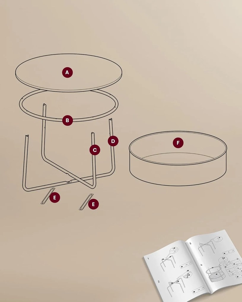 Konferenčný stolík Vasagle Moris 02 75 cm biely/béžový