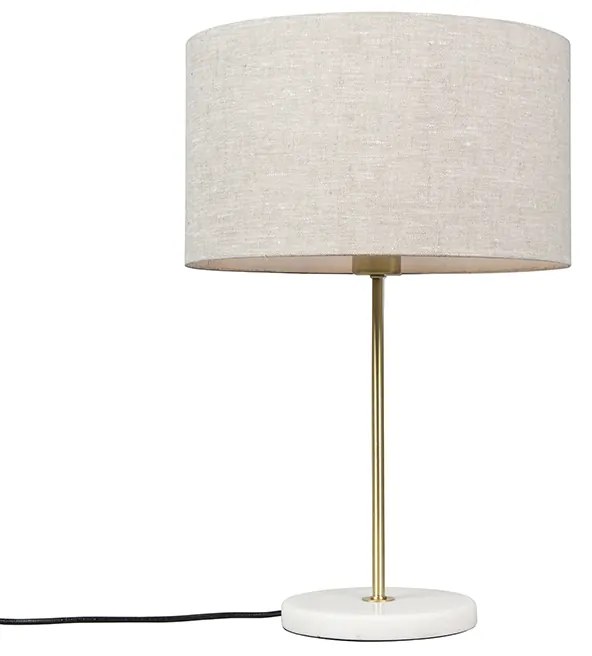 Stolná lampa mosadz s sivým tienidlom 35 cm - Kaso