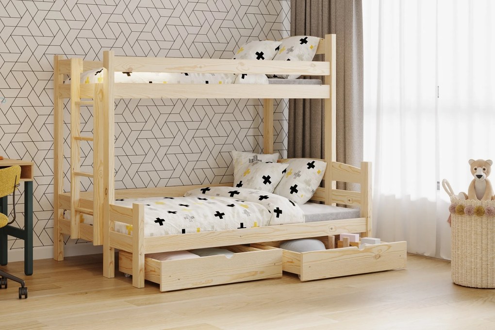 Poschodová posteľ Lovic 90x200/120x200 cm ľavá - borovica