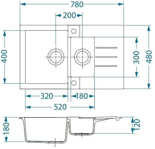 ALVEUS CZ ROCK 70 G- 55 béžová (780x480mm)+ pop- up sifon F