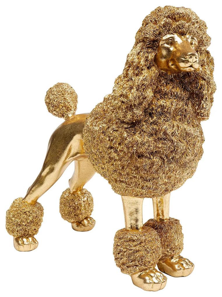 Mrs Poodle dekorácia zlatá 34 cm