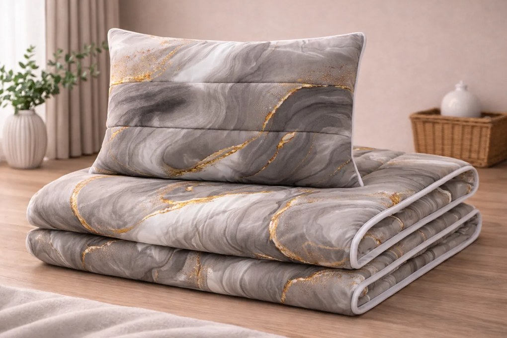 INTERMEDIC SK Celoročný set paplón + vankúš Mramor z mikrovlákna 140x200/70x90 cm