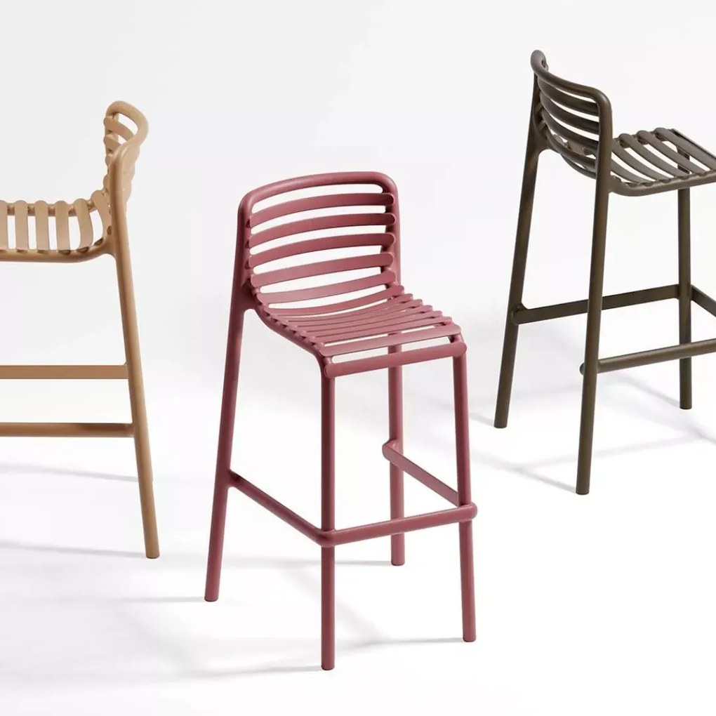 DOGA STOOL záhradná barová stolička bez podrúčok marsala