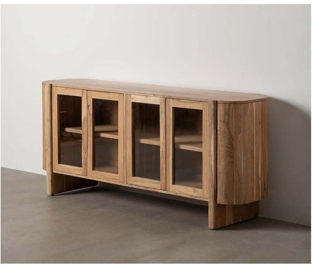 Vitrína z masívu akácie v prírodnej farbe 180x80x40 cm Creel – Ixia