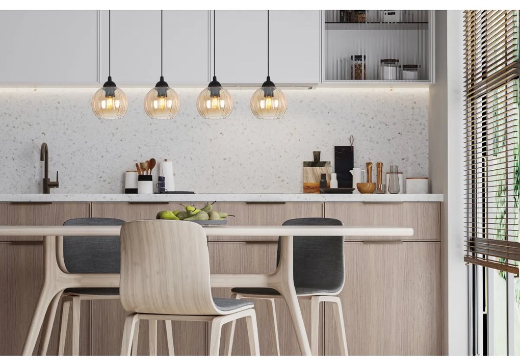 Závesné svietidlo Costa, 4x medové sklenené tienidlo, b