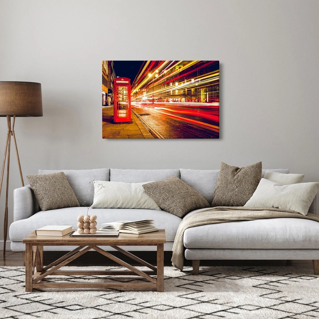 Obraz - červená telefónna búdka (90x60 cm)