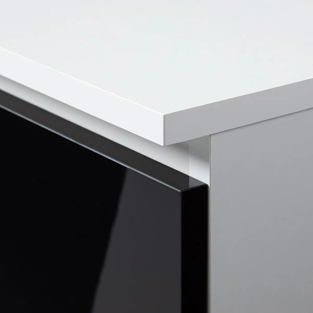 Písací stôl A-7 90 cm biely/čierny pravý