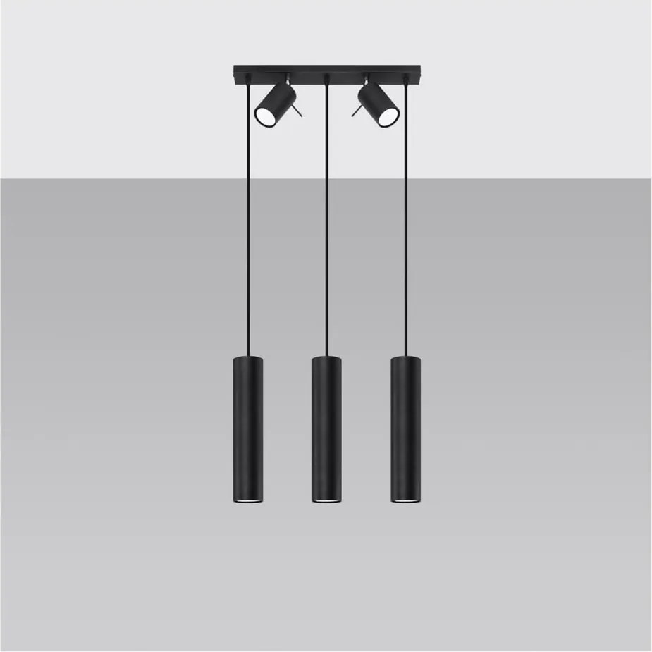Čierne kovové závesné svietidlo Etna – Sollux