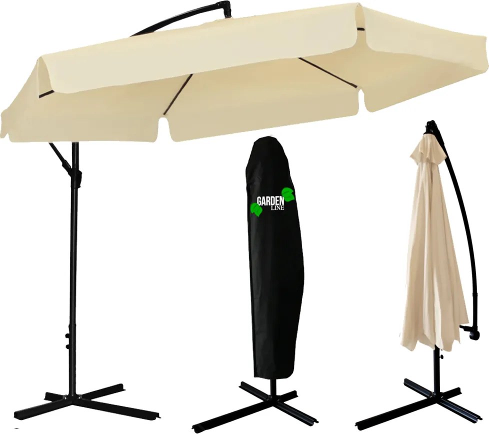 CH Krémový záhradný slnečník Banana s obalom - 3m