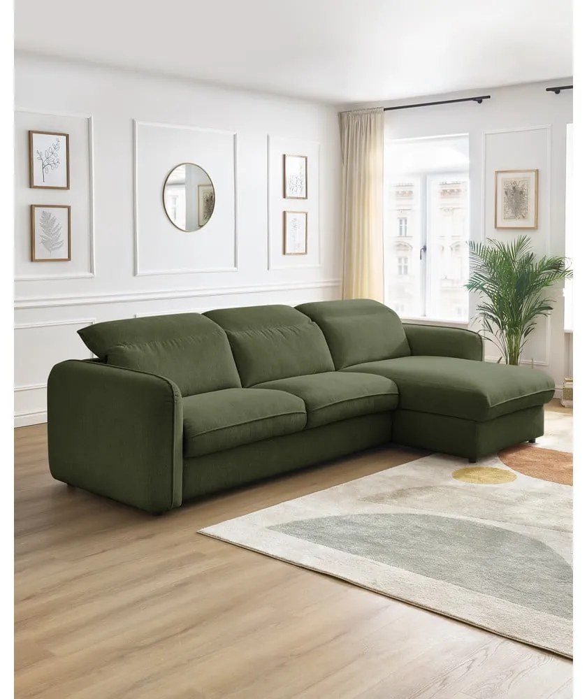 Zelená rozkladacia rohová pohovka (variabilná) Achille – Bobochic Paris