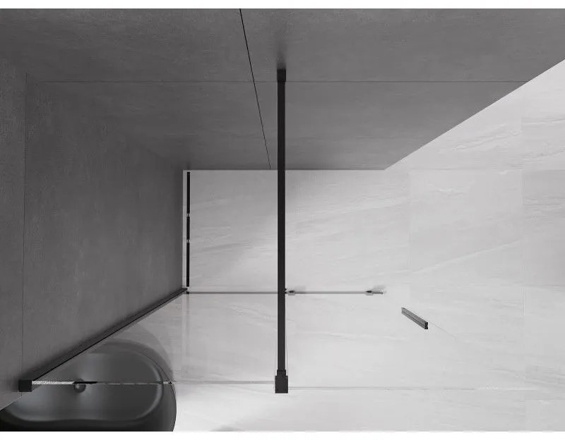 Mexen Velar, posuvné dvere do otvoru typ Walk-In 150 cm, 8mm číre sklo, čierna matná, 871-150-000-03-70