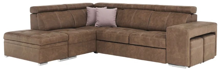 Sedacia súprava, látka hnedá/svetlofialová, ľavá, LANZA