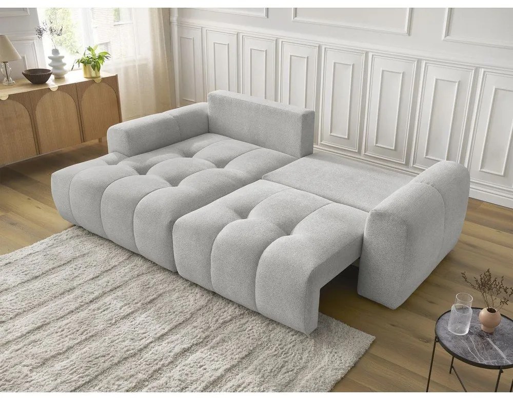 Svetlosivá ženilková rozkladacia/s úložným priestorom rohová pohovka (ľavý roh/s leňoškou) Roxelane – Bobochic Paris