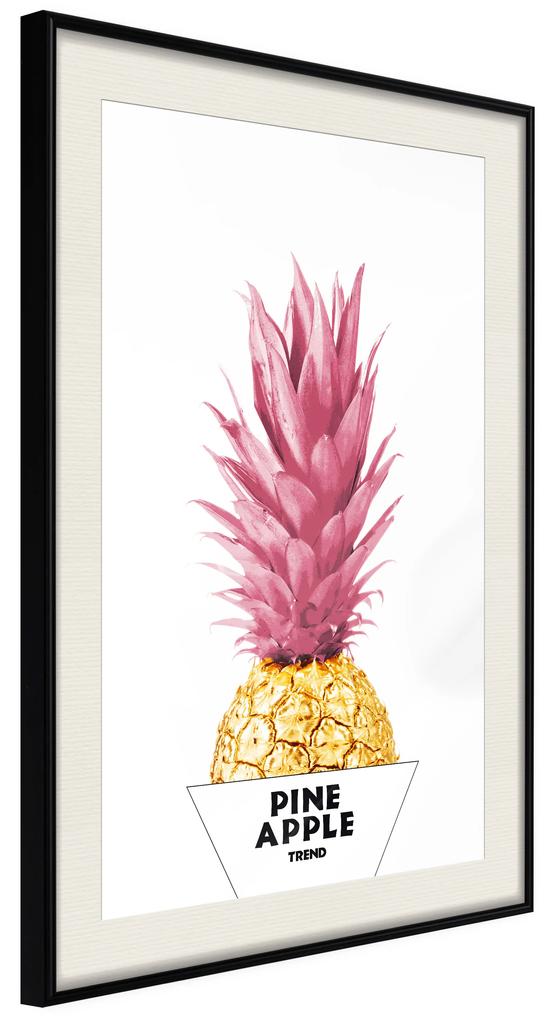 Artgeist Plagát - Golden Pineapple [Poster] Veľkosť: 20x30, Verzia: Čierny rám s passe-partout