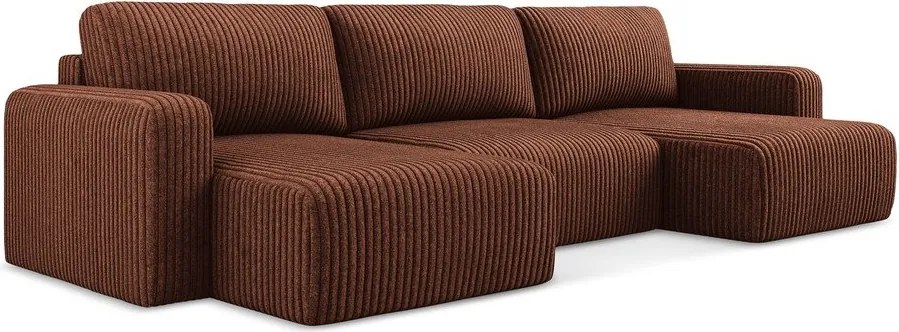 Menčestrová rozkladacia/s úložným priestorom rohová pohovka v terakotovej farbe (do tvaru "U") Kona – Makamii