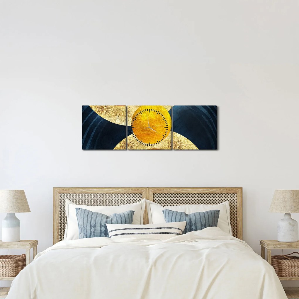 Obraz - Kruhy (s hodinami) (90x30 cm)