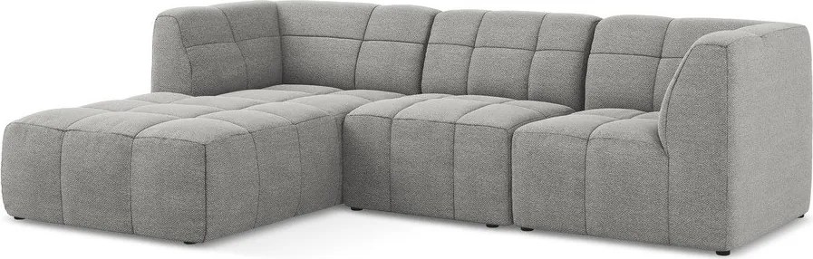 Sivá rohová pohovka z textílie buklé (ľavý roh/s leňoškou) Aloha – Makamii
