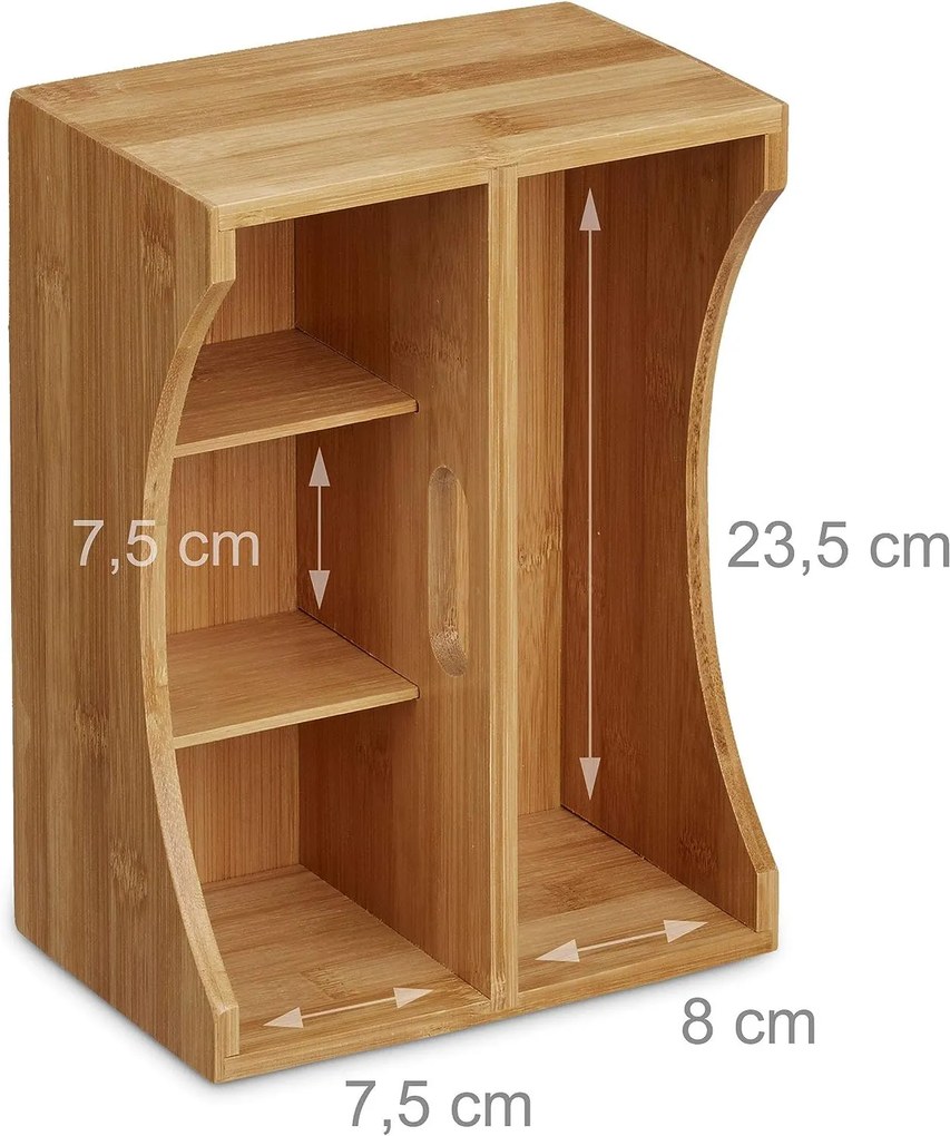 Bambusový úložný box s rúčkou, triediaci, 4 priehradky MARGAS, 25x18x12